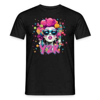 Y2K Néon rétro - T-shirt homme - noir - Devant - AI Model Male 178 light (178cm)