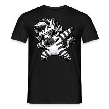 Cool Zebra Dab Cartoon with Sunglasses - Men's T-Shirt - black - Front - AI Model Male 178 light (178cm)