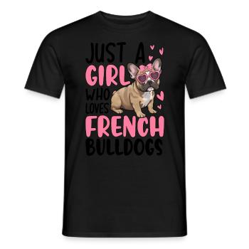 Juste une fille qui aime les bouledogues français - T-shirt homme - noir - Devant - AI Model Male 178 light (178cm)