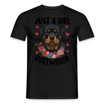 Just A Girl Who Loves Rottweiler - Männer T-Shirt - Schwarz - Vorne - AI Model Male 178 light (178cm)