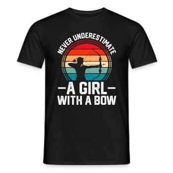 Never Underestimate A Girl With A Bow - Men's T-Shirt - black - Front - AI Model Male 178 light (178cm)