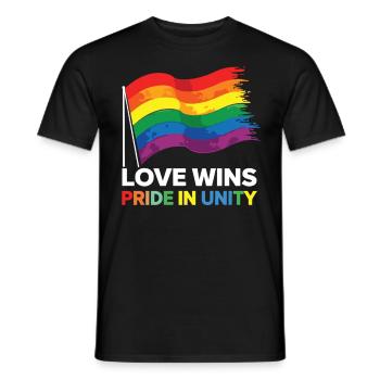 Love Wins Pride Outfit – Rainbow LGBTQ+ Design - Men's T-Shirt - black - Front - AI Model Male 178 light (178cm)