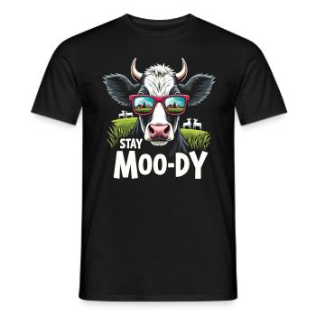 Stay Moo-dy Lustiges Kuh Tierliebhaber Bauernhof - Männer T-Shirt - Schwarz - Vorne - AI Model Male 178 light (178cm)