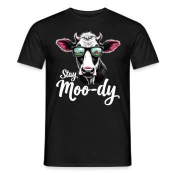 Stay Moo-dy Lustiges Kuh Tierliebhaber Bauernhof - Männer T-Shirt - Schwarz - Vorne - AI Model Male 178 light (178cm)