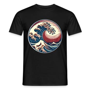 Wave - Men's T-Shirt - black - Front - AI Model Male 178 light (178cm)