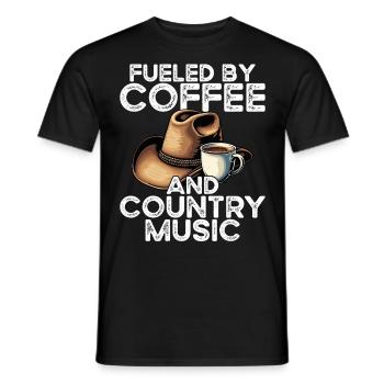 Angetrieben Von Kaffee Und Country-musik - Männer T-Shirt - Schwarz - Vorne - AI Model Male 178 light (178cm)