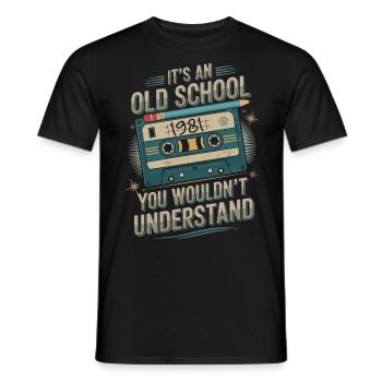Kassettenkind – 1981 Nostalgie - T-shirt homme - noir - Devant - AI Model Male 178 light (178cm)