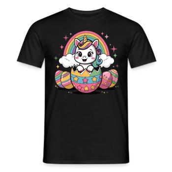 Magical Unicorn Easter Egg – Colorful Easter Gift - Men's T-Shirt - black - Front - AI Model Male 178 light (178cm)