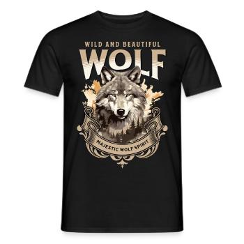 Wolf Wolf Head Predator Forest Nature Mountains Wilderness - Men's T-Shirt - black - Front - AI Model Male 178 light (178cm)