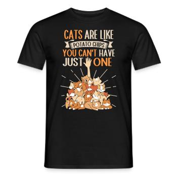 Cats are like chips you can't have just one - Men's T-Shirt - black - Front - AI Model Male 178 light (178cm)