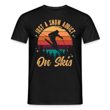 Just A Snow Junkie On Ski Vintage Retro - Men's T-Shirt - black - Front - AI Model Male 178 light (178cm)