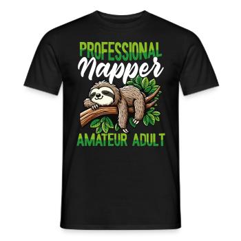 Drôle paresseux sieste professionnelle - T-shirt homme - noir - Devant - AI Model Male 178 light (178cm)