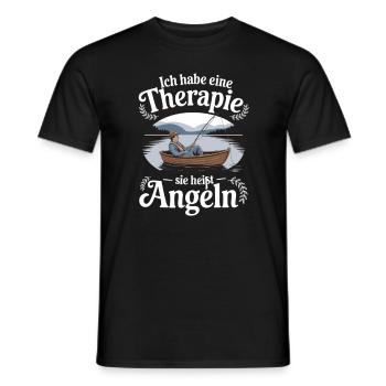 Ich habe eine Therapie, sie heißt Angeln - Männer T-Shirt - Schwarz - Vorne - AI Model Male 178 light (178cm)
