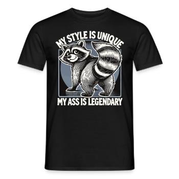 Raccoon Saying - My Style Is Unique - Men's T-Shirt - black - Front - AI Model Male 178 light (178cm)