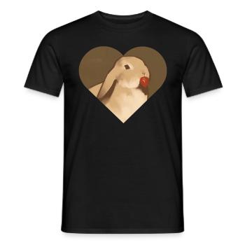 Bunny with strawberry: Cute design for fans - Men's T-Shirt - black - Front - AI Model Male 178 light (178cm)