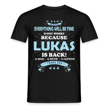 Tout ira bien Lukas est de retour - T-shirt homme - noir - Devant - AI Model Male 178 light (178cm)