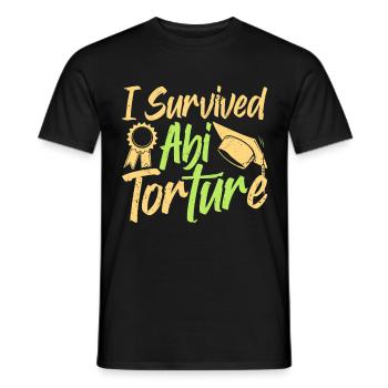 Abitur I SURVIVED ABI TORTURE Lustiges Abi - Männer T-Shirt - Schwarz - Vorne - AI Model Male 178 light (178cm)