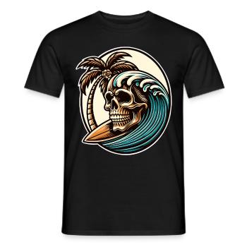Surfing Surfer skull - Men's T-Shirt - black - Front - AI Model Male 178 light (178cm)