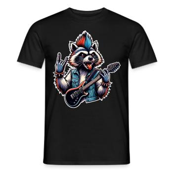 Raccoon Rock and Roll Guitariste Guitare électrique - T-shirt homme - noir - Devant - AI Model Male 178 light (178cm)