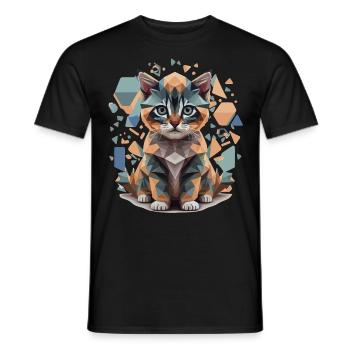 Polygon Cat Low-Poly - Men's T-Shirt - black - Front - AI Model Male 178 light (178cm)