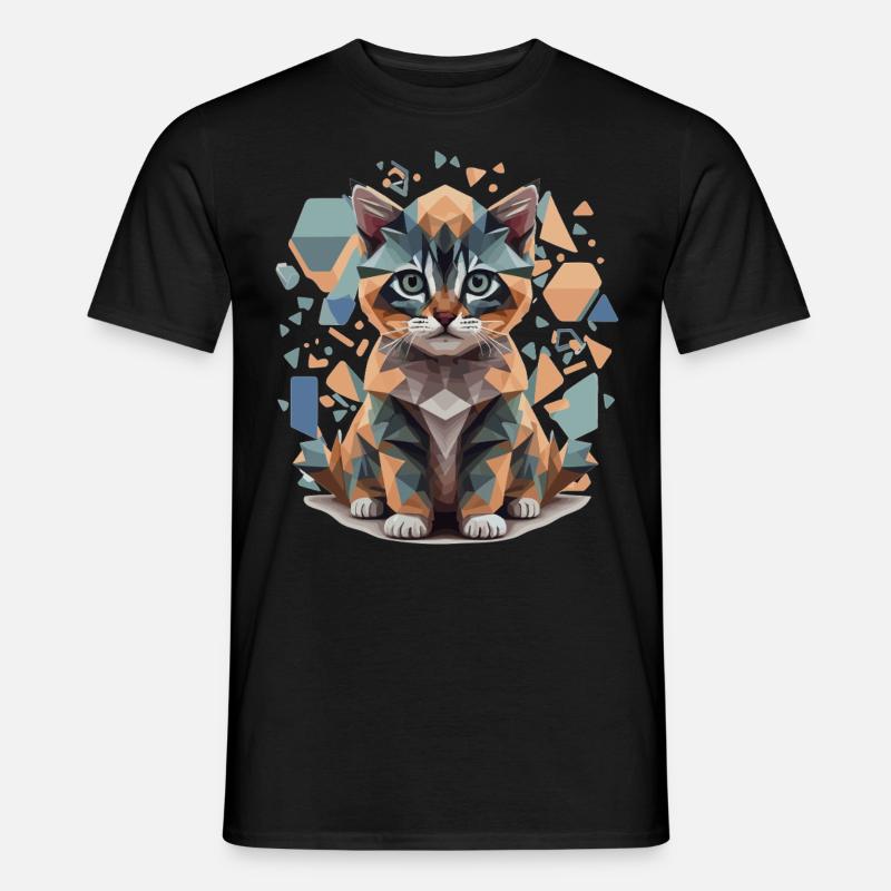 Polygon Katze Low-Poly - Männer T-Shirt - Schwarz