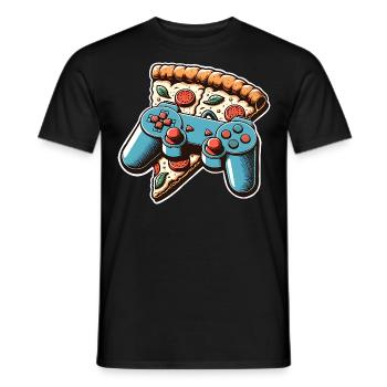 Pizza Gaming Gamer - Männer T-Shirt - Schwarz - Vorne - AI Model Male 178 light (178cm)