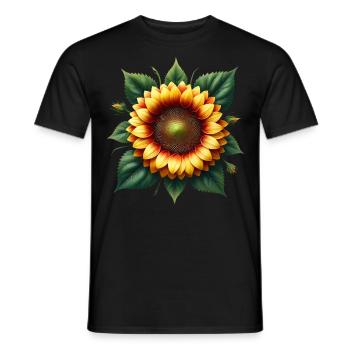 Sonnenblume gelb Blumenranke Blume blumig floral - Männer T-Shirt - Schwarz - Vorne - AI Model Male 178 light (178cm)