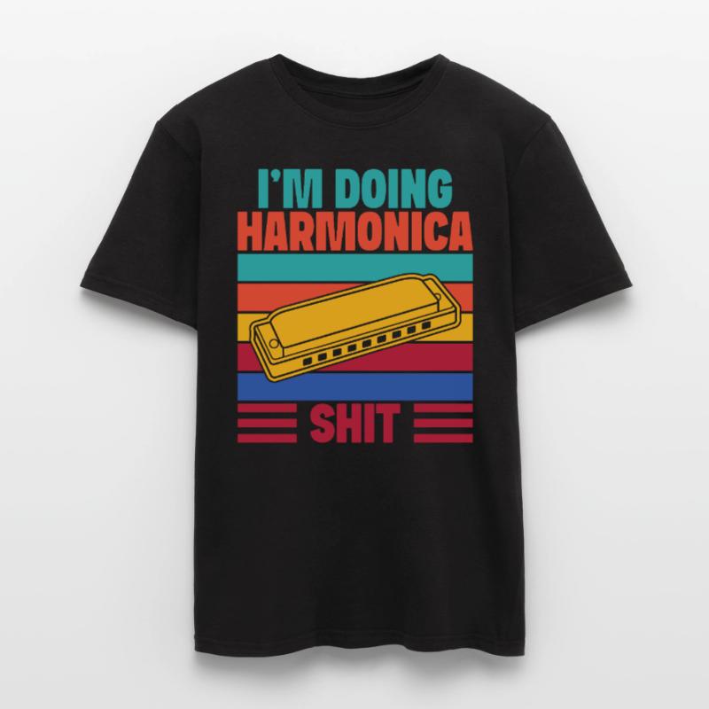 Funny Harmonica Player Doing Shit Harmonica Men’s T-shirt