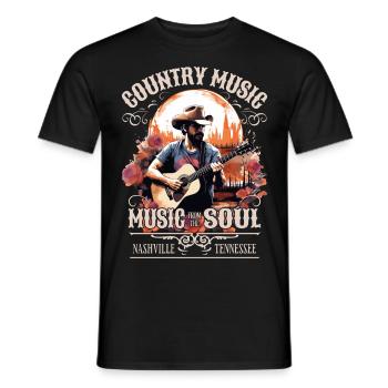 Musique country Guitare Guitariste Chanteur Vintage - T-shirt homme - noir - Devant - AI Model Male 178 light (178cm)