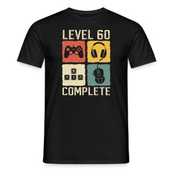 Level 60 Complete Gamer 60th Birthday Gift - Men's T-Shirt - black - Front - AI Model Male 178 light (178cm)