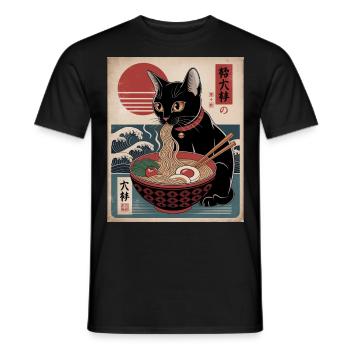 Kawaii Katze Ramen Nudeln Anime Katze - Männer T-Shirt - Schwarz - Vorne - AI Model Male 178 light (178cm)