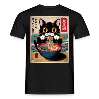 Kawaii Katze Ramen Nudeln Anime Katze - Männer T-Shirt - Schwarz - Vorne - AI Model Male 178 light (178cm)