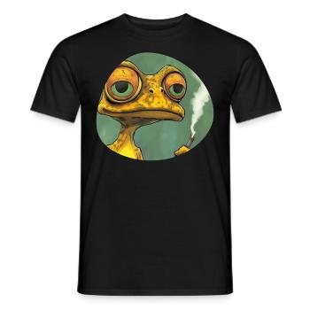 Funny Yellow Grass Smoke Frog Smoking Weed, - Men's T-Shirt - black - Front - AI Model Male 178 light (178cm)