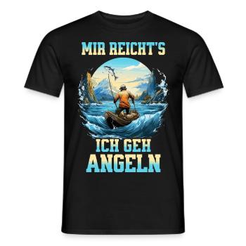 Angeln Angler Boot Wasser Fisch Natur Berge - Männer T-Shirt - Schwarz - Vorne - AI Model Male 178 light (178cm)