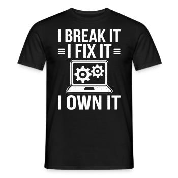Administrator Support Nerd Computer Tech - Men's T-Shirt - black - Front - AI Model Male 178 light (178cm)