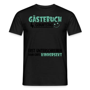 Livre d’or 4 Signe d’anniversaire pour enfants - T-shirt homme - noir - Devant - AI Model Male 178 light (178cm)