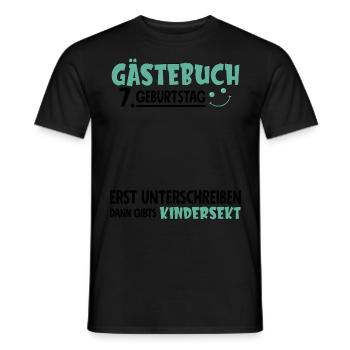 Livre d’or 7 Signe d’anniversaire pour enfants - T-shirt homme - noir - Devant - AI Model Male 178 light (178cm)