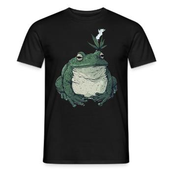 Fat Frog with Cannabis Leaf - Weed Frog - Men's T-Shirt - black - Front - AI Model Male 178 light (178cm)