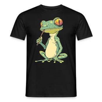 Frosch mit Joint im Mund - Weed Frosch Design - Männer T-Shirt - Schwarz - Vorne - AI Model Male 178 light (178cm)