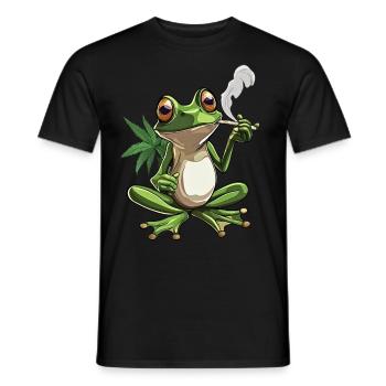 Grenouille avec joint et feuille de cannabis - Weed Frog D - T-shirt homme - noir - Devant - AI Model Male 178 light (178cm)
