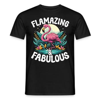 Flamazing & Fabulous! Flamingo - Men's T-Shirt - black - Front - AI Model Male 178 light (178cm)