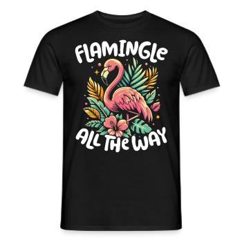 Flamingle All the Way! Flamingo - Männer T-Shirt - Schwarz - Vorne - AI Model Male 178 light (178cm)