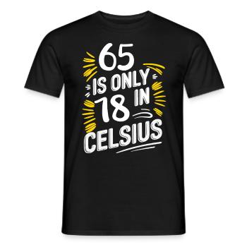 65 c’est seulement 18 en Celsius Anniversaire - T-shirt homme - noir - Devant - AI Model Male 178 light (178cm)
