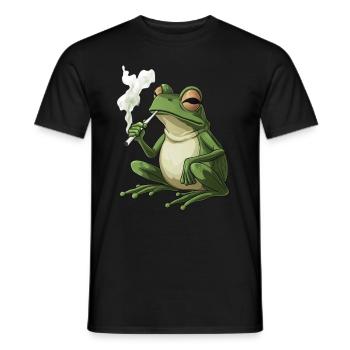 Frosch mit Zigarette im Mund - Weed Frosch Design - Männer T-Shirt - Schwarz - Vorne - AI Model Male 178 light (178cm)