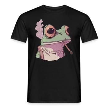 Grenouille avec d’énormes yeux et une articulation - Weed Frog - T-shirt homme - noir - Devant - AI Model Male 178 light (178cm)