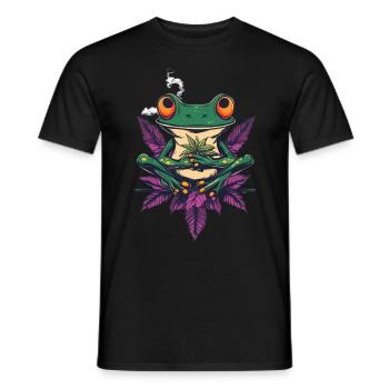 Grenouille avec joint et feuille de cannabis - Weed Frog - T-shirt homme - noir - Devant - AI Model Male 178 light (178cm)