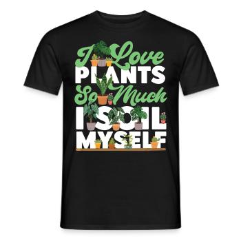 Plant Lover Gardening Pun I Love - Men's T-Shirt - black - Front - AI Model Male 178 light (178cm)