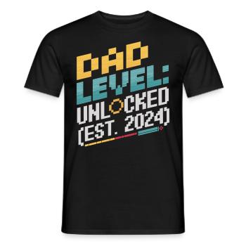 Dad Level Unlocked – Est. 2024 Gamer Shirt - Männer T-Shirt - Schwarz - Vorne - AI Model Male 178 light (178cm)