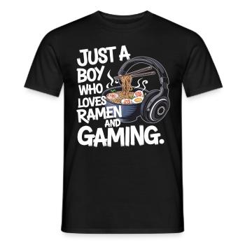 Ramen & Gaming - fun nerd design for gamers - Men's T-Shirt - black - Front - AI Model Male 178 light (178cm)