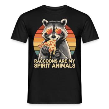 Waschbär Spirit Animal - Waschbär mit Pizza - Männer T-Shirt - Schwarz - Vorne - AI Model Male 178 light (178cm)